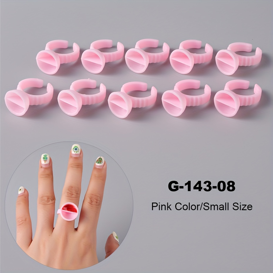 10pcs Pink Nail Art Rings Palette Container Gel Painting Manicure Tools
