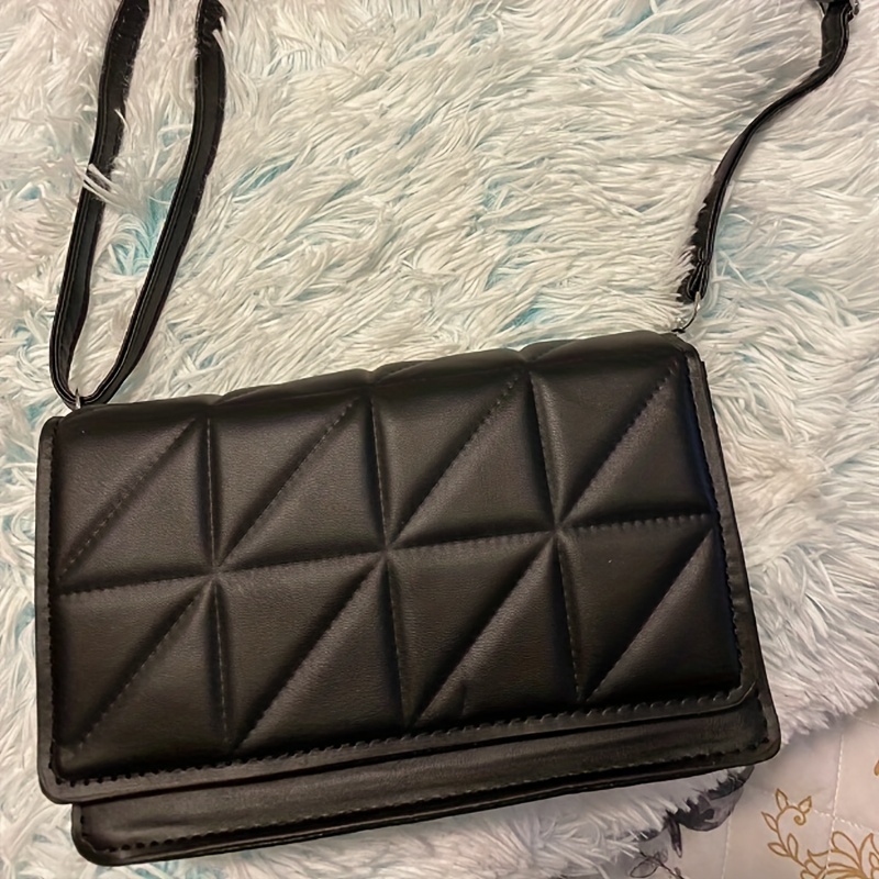 Square Shoulder Bag Argyle Pattern Flap Purse