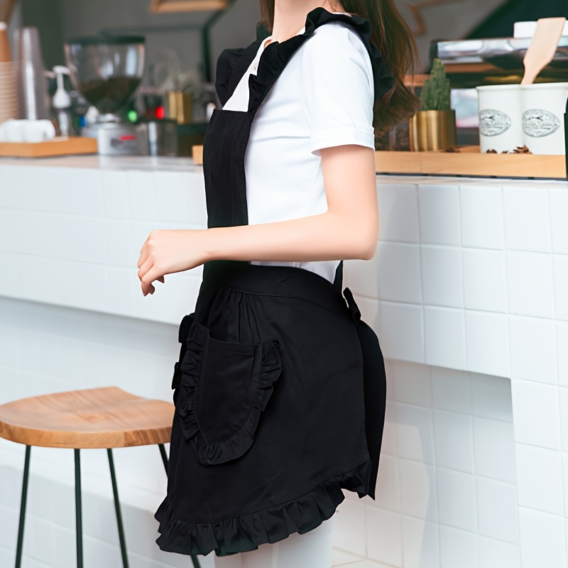 Cotton Apron Cute Japanese Style Solid Color Apron For - Temu