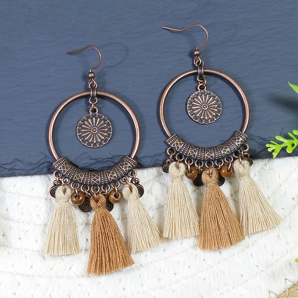 Ring hot sale tassel earrings