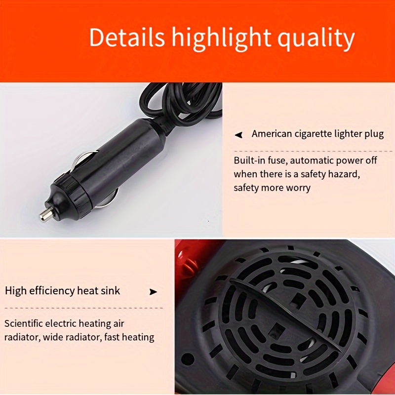  Car Defroster,12v 200w Portable Car Heater, 2 In 1 Ceramic  Heating Cooling Heater Fan Defroster, 360 Degree Rotary Base Universal Car  Fan Windshield Defroster : Automotive