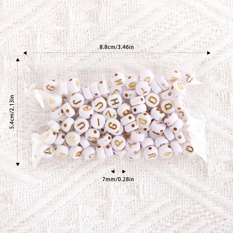 English Alphabet Beads White Gold Letter Acrylic Loose Beads - Temu