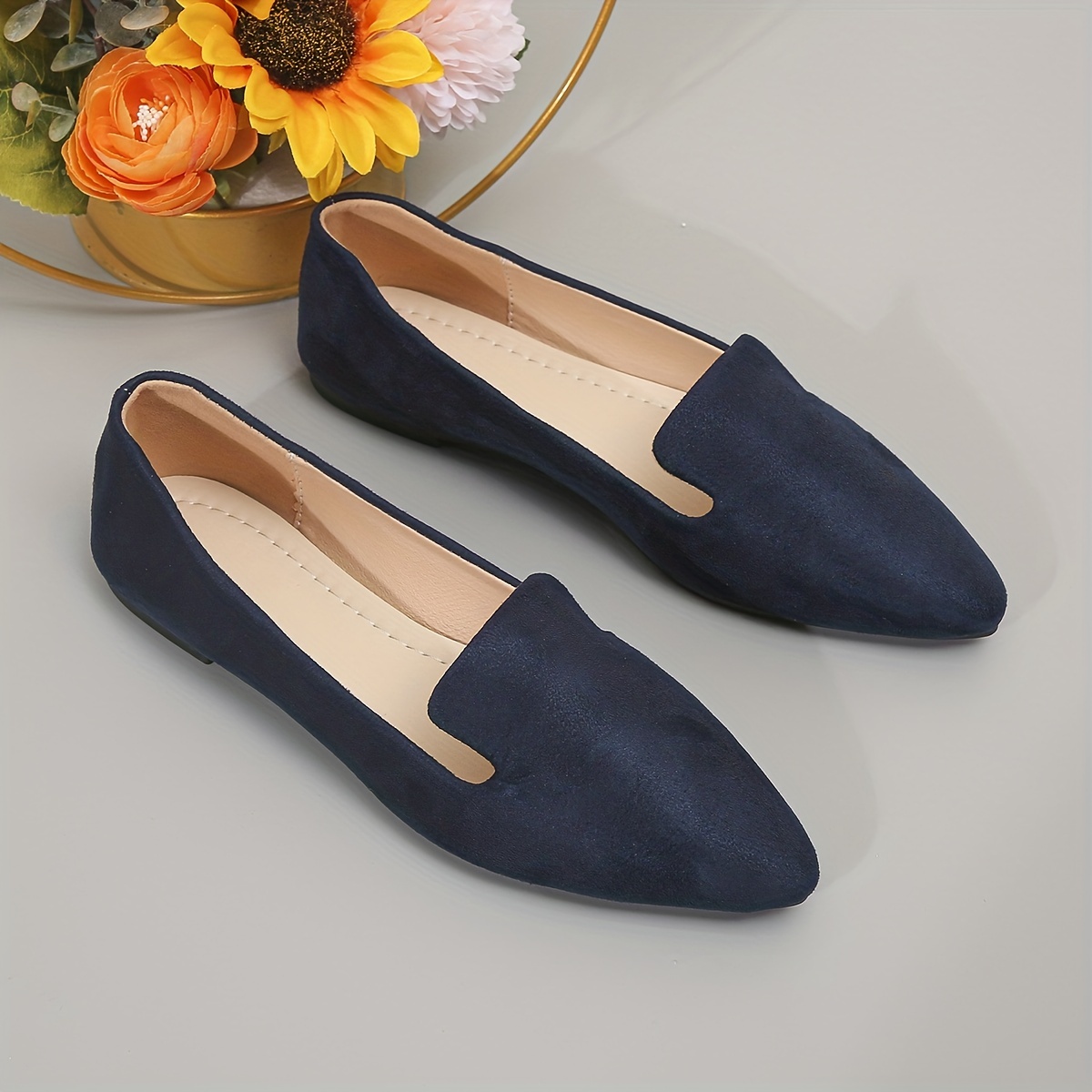 Ladies navy hotsell flat shoes