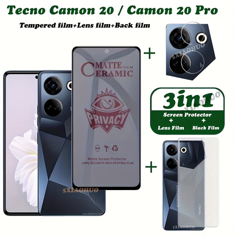 3in1 Tecno Pova 5 Pro Privacy Tempered Glass Soft Film Tecno - Temu