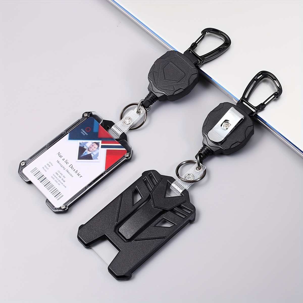 【2023 Latest】Cute ID Badge Holder Retractable Lanyard Reel Clip with Heavy  Duty Carabiner, 5 Card Slots in 2 Sided with Key Ring and Zipper for Women