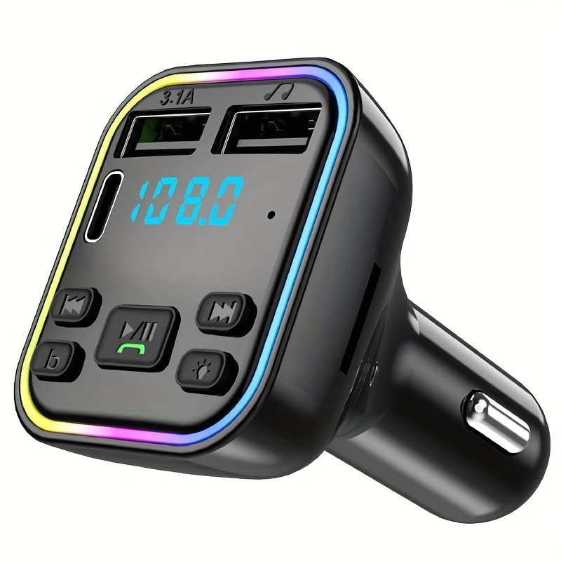 [versión más reciente LED transmisor FM], Nulaxy transmisor de radio FM  inalámbrico por Bluetooth para el coche, Negro