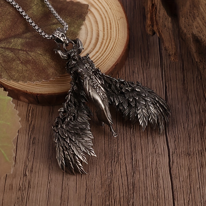 Retro Gothic Winged Devil Angel Pendant Necklace
