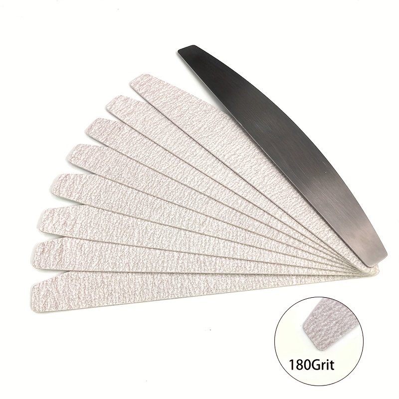 

10pcs Julianna Beauty Nail File Set - Half Moon Shape With 180 Grit, Sandpaper & Eva Sponge, Includes Metal Handle - Ideal For Professional