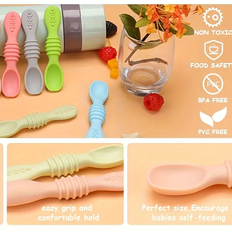 Food Grade Training Feeding Spoons Set For Babies Toddlers - Temu