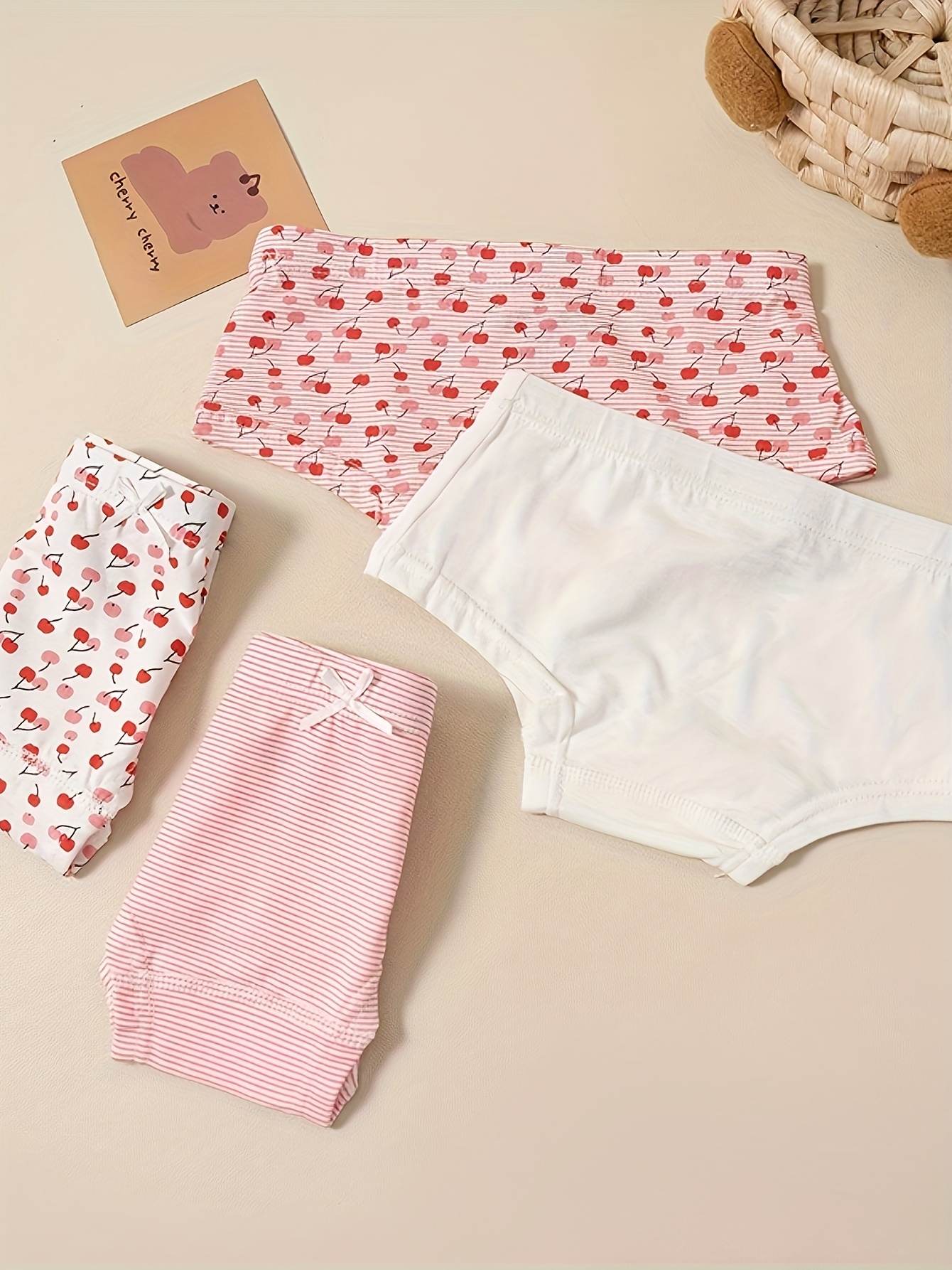 Girl's Cotton Cute Cherry Full Printed Triangle Panties - Temu Canada