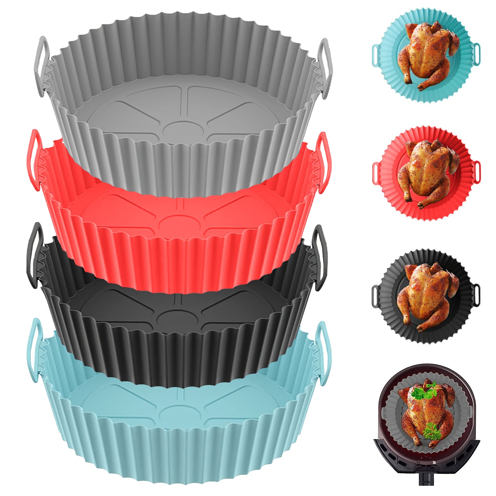 Air Fryer Silicone Pot, Reusable Silicone Air Fryer Liners, Air Fryer  Accessories, Kitchen Accessories Replacement For Disposable Parchment Paper  Liner, Compatible With Ninja, Tower, Cosori - Temu