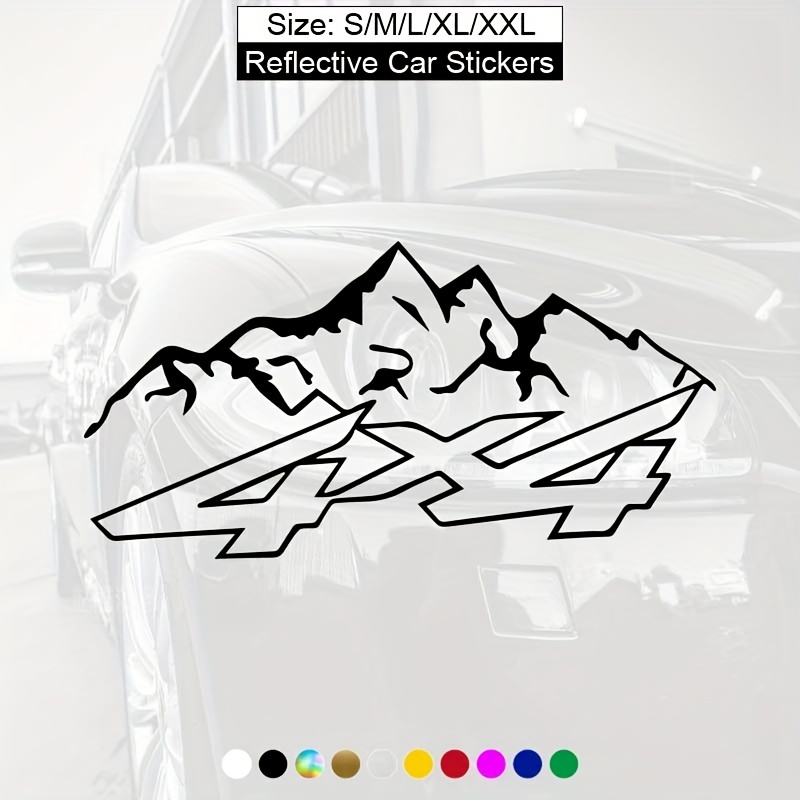 4x4 Allrad Offroad Autoaufkleber SUV Tatoo Berge Alpen Aufkleber Sticker  silber