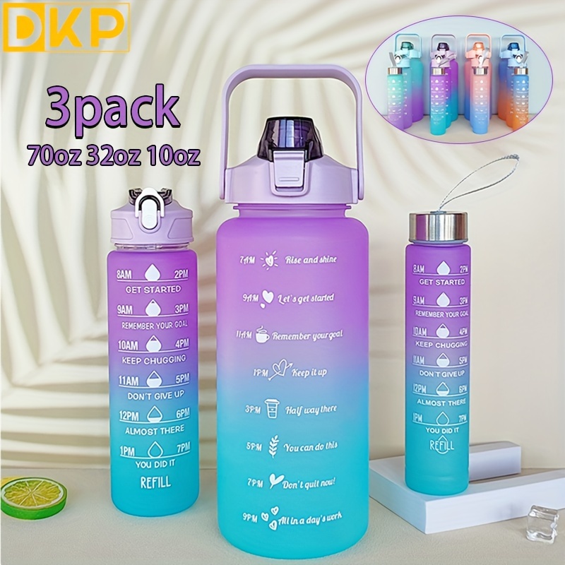 

Stay Hydrated On-the-go: Gradient Water Bottle - Portable Leakproof Bottle With Straw, Time Marker And Lanyard - Perfect For Adults, And Families!