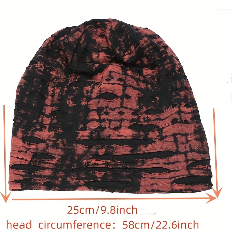 Hip Hop Pleated Slouchy Beanies Unisex Elastic Skull Vintage Tie