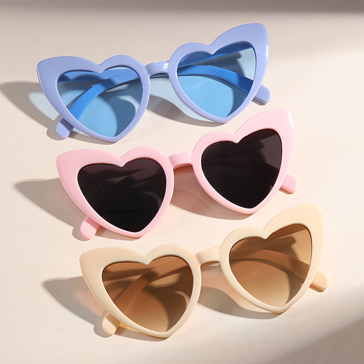 

3pcs Heart Shaped Fashion Glasses For Women Cute Candy Color Fashion Decorative Shades For Costume Wedding Party For Music Festival
