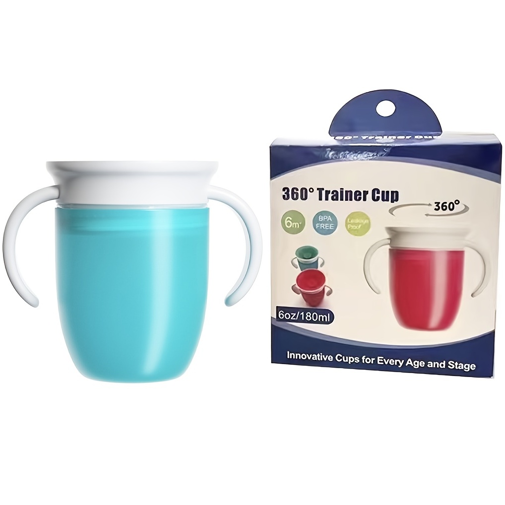 360 Tasse d'entraîneur, tasse d'eau anti-éclaboussures pour bébé 6oz /  180ml, tasse d'apprentissage pour enfants, bouteille d'eau en silicone avec