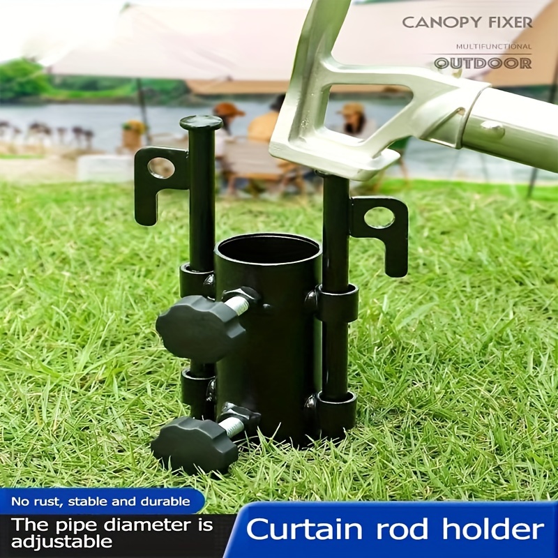 Metal Sunshade Pole Ground Holder Frame Tent Awning Canopy Pole Fixing Pipe  Outdoor Camping Fishing Camp Column Nail Holder Accessory