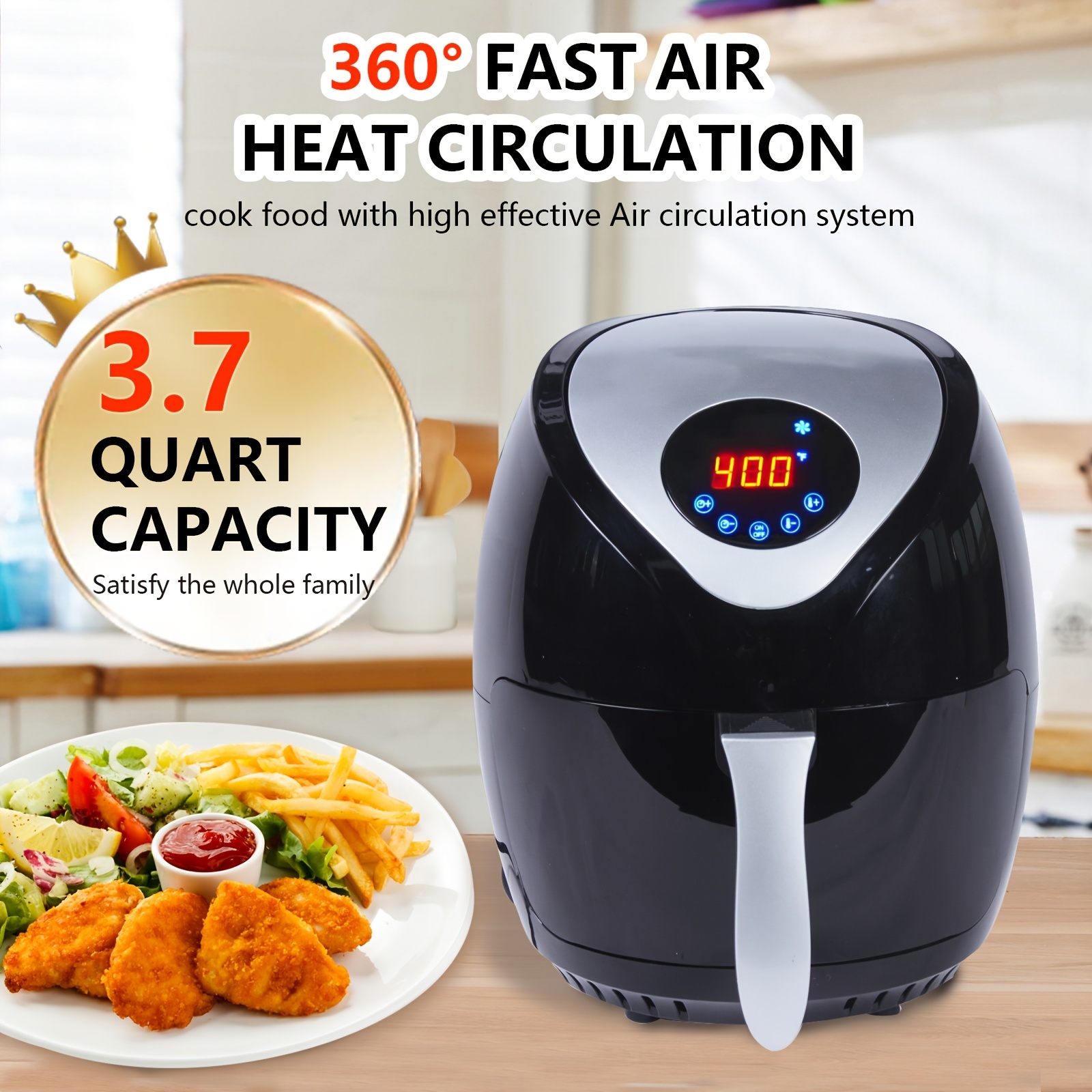 3.7quart 1, Stainless Steel Air Fryer, Oven Cooker For Quick, Easy Meals,non-stick  And Dishwasher-safe Basket Air Fryer, School Supplies, Back To School - Temu
