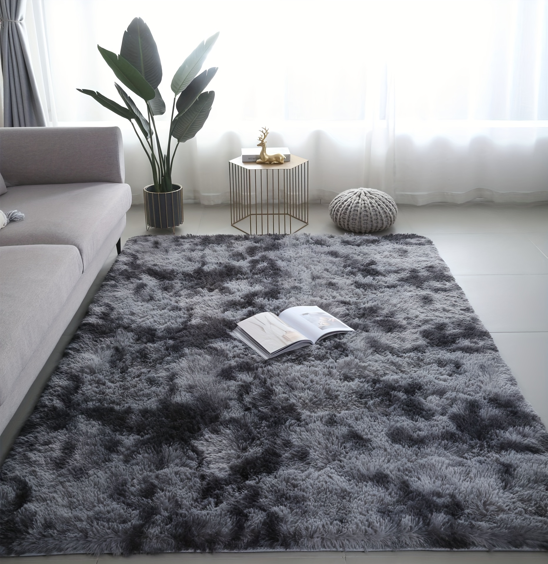 1pc modern     plush soft carpet   plush carpet water absorbent non slip and stain resistant suitable for living room and bedroom areas home decoration area rugs details 2