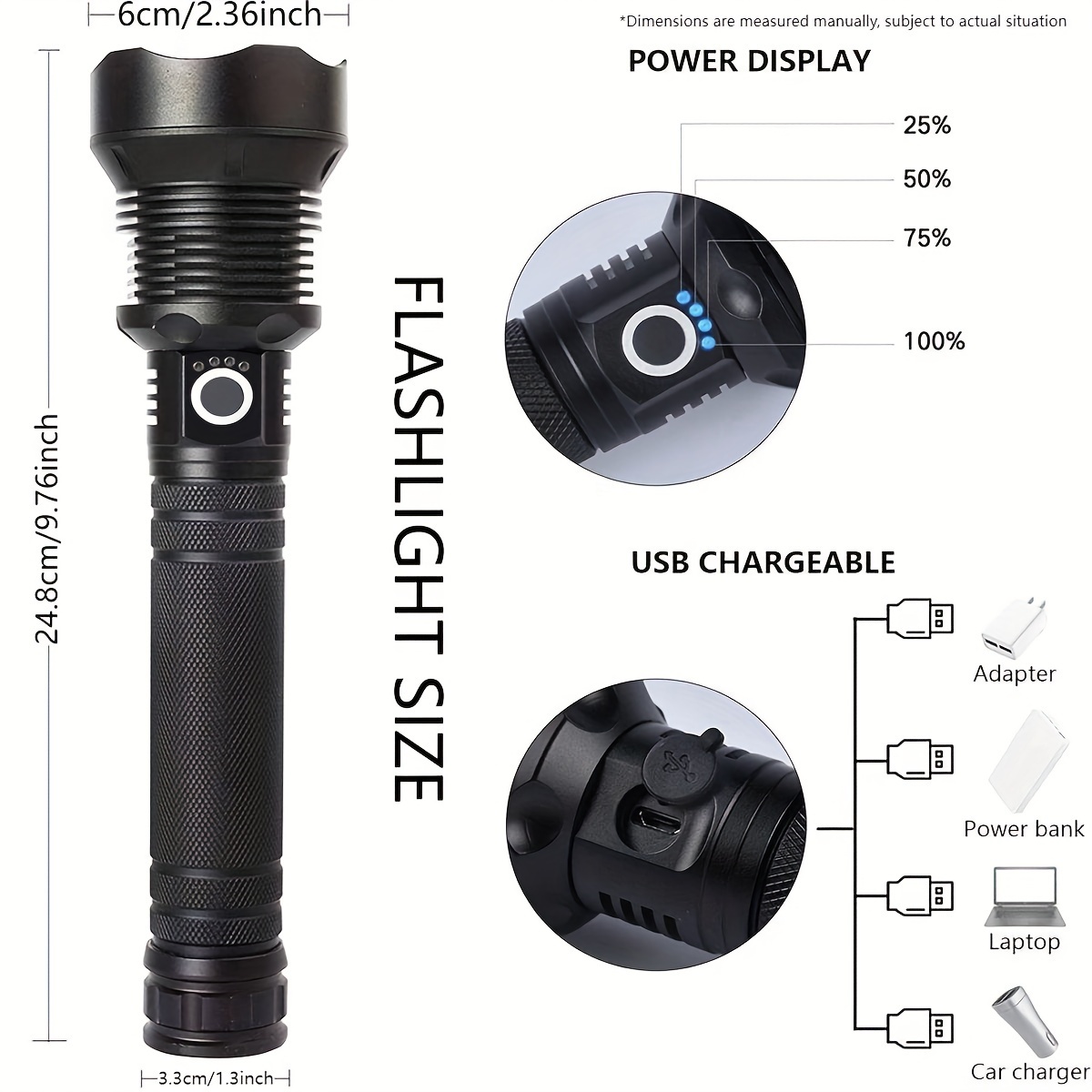 1pc Rechargeable High Lumens Led Flashlights Xhp70 Tactical Flashlight  Zoomable Waterproof Super Bright Flashlight Emergencies Patrol Outdoor  Camping Fishing - Sports & Outdoors - Temu Canada