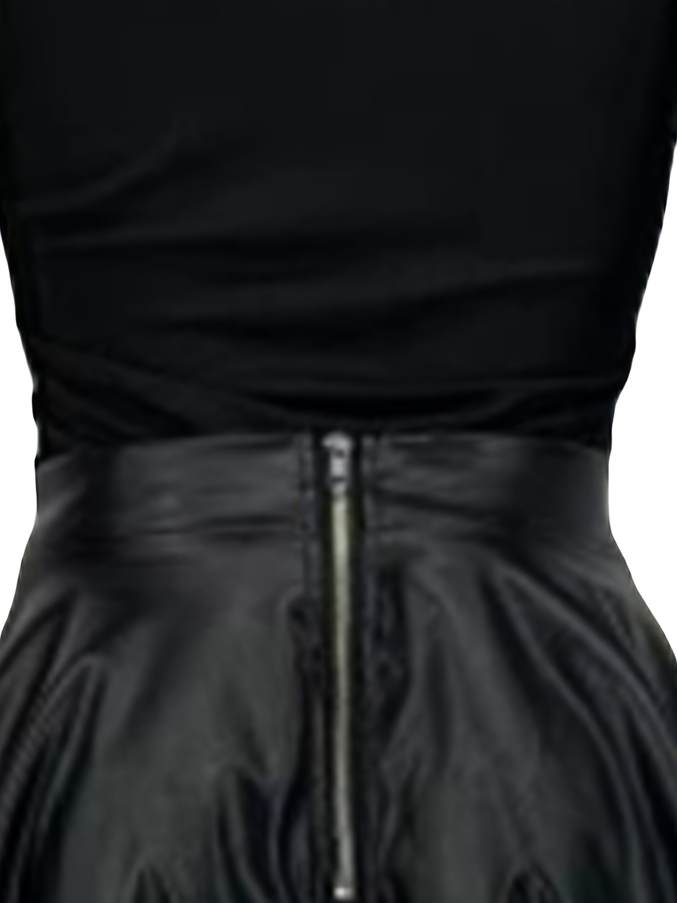 Stylish Setting Faux Leather Mini Dress in Black