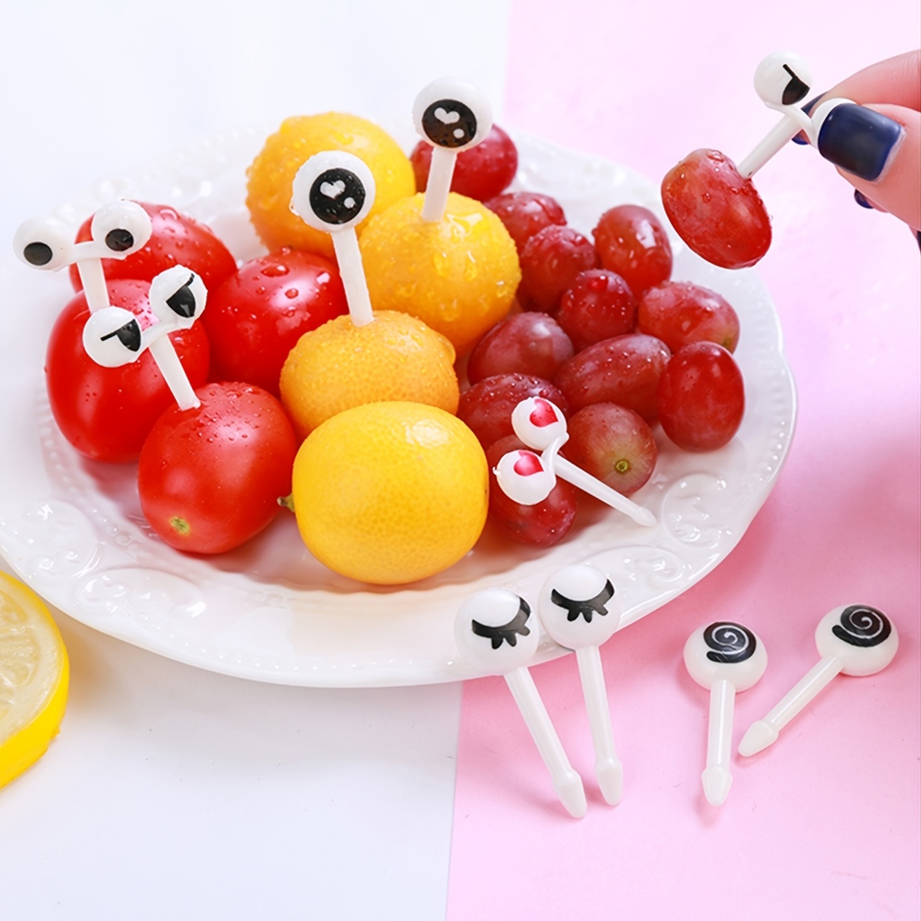 Plastic Cocktail Picks, Mini Skewers, Cute Cartoon Eyes Kawaii