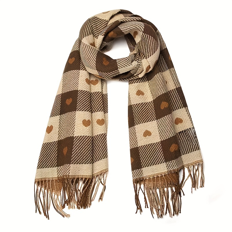 1pc Unisex Fashion Classic Plaid Coffee Brown Scarf Shawl For