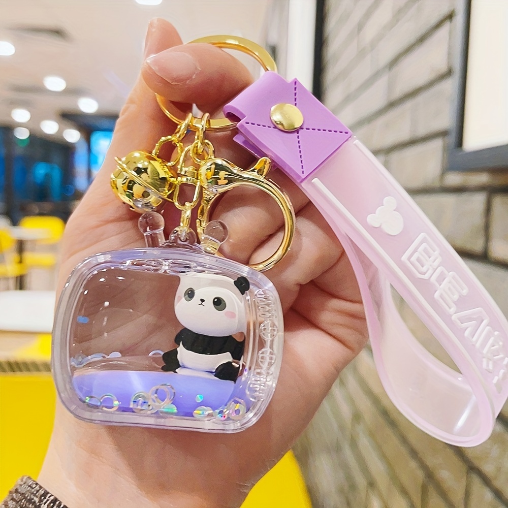 Acrylic Floating Panda Key Chain, Quicksand Key Chain Bag Hanging Gift For  Men - Temu