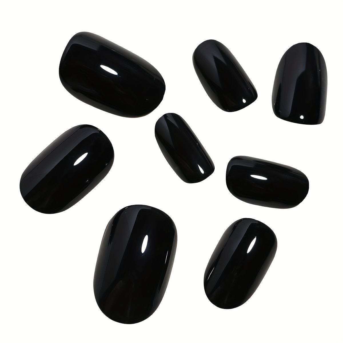 24pcs mid length oval shape press on nails solid color fake nail full cover nails for women details 2