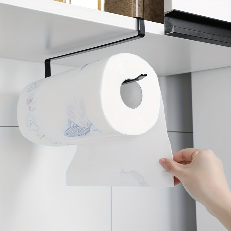 1pc Kitchen Paper Towel Holder, Cabinet Hanging Storage Rack For Paper  Towels, Cling Film And Dish Towels (No Drilling Required)