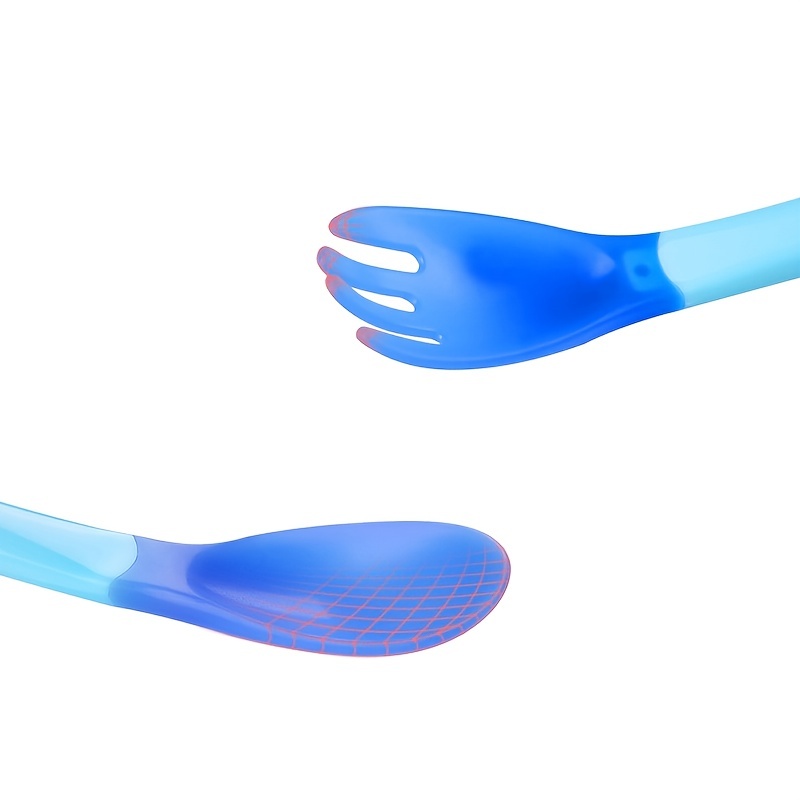 Baby Self Feeding Utensils Spoon and Fork Set Blue