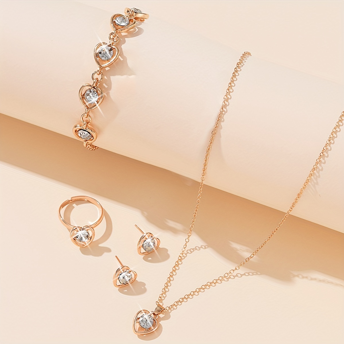 Earrings Necklace Plus Bracelet Shining Jewelry Set - Temu