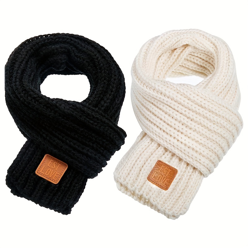 

2pcs Winter Warm Knitted Scarf Warm Scarf Autumn Neck Warmer Baby Scarf For Kids Toddlers Boys Girls