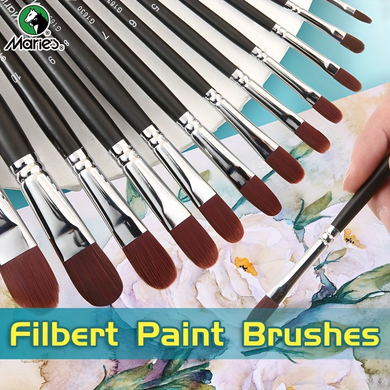 Artist Brushes Filbert - Juego de pinceles para acrílico al óleo y pintura  de acuarela, mango de madera, 6 unidades (verde)