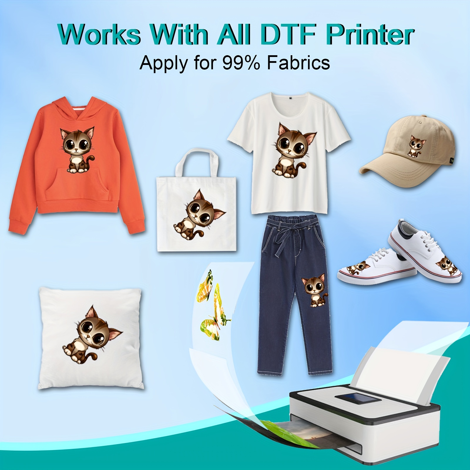 50 Pcs A3 Size PET Heat Transfer Film For DTF T-shirt Printer