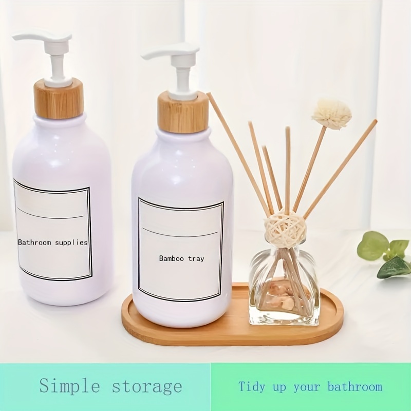 Bamboo Wood Tray Soap Dispenser Tray Sink Tray 2 Bottle Tray