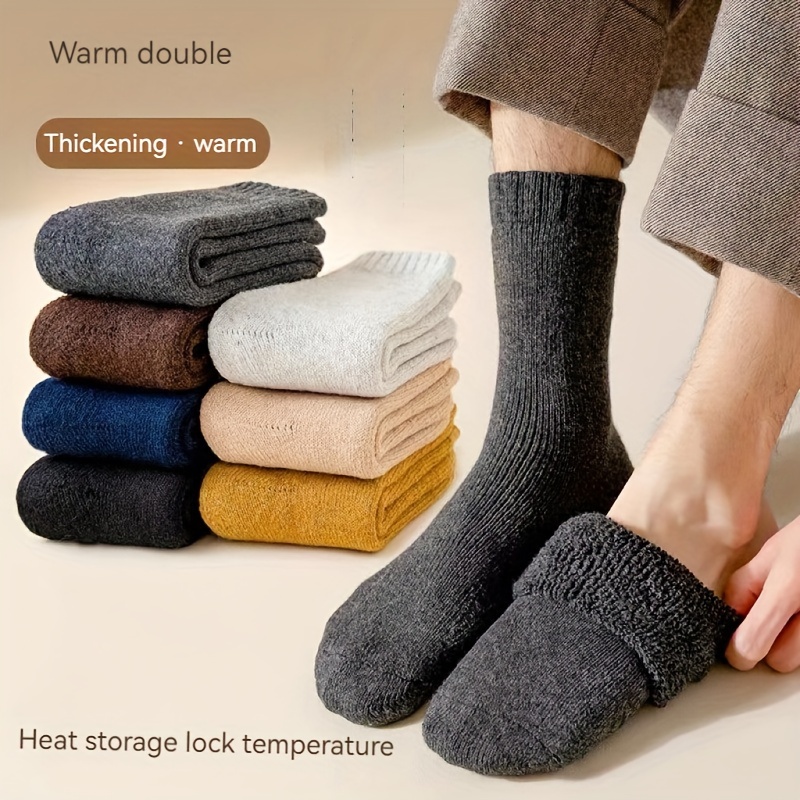  5 Pairs Men's Heavy Thick Cotton Socks Winter Thermal