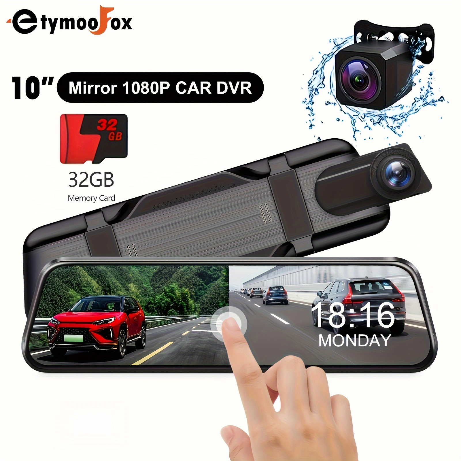 10mirror Dash Cam Front And Rear 1080p Touch Screen Car - Temu