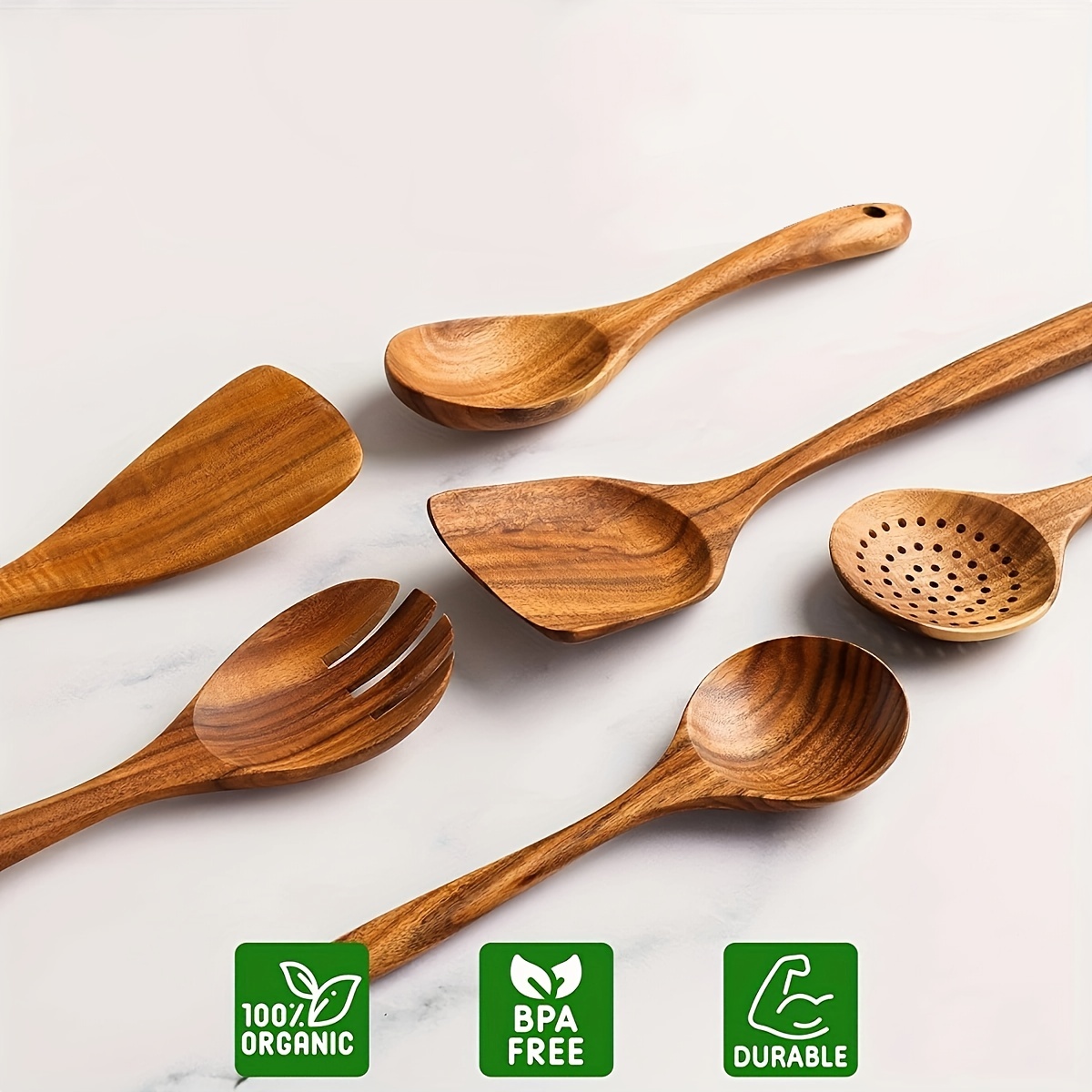 Non stick Teak Wooden Spoons For Comfortable Cooking Soft - Temu