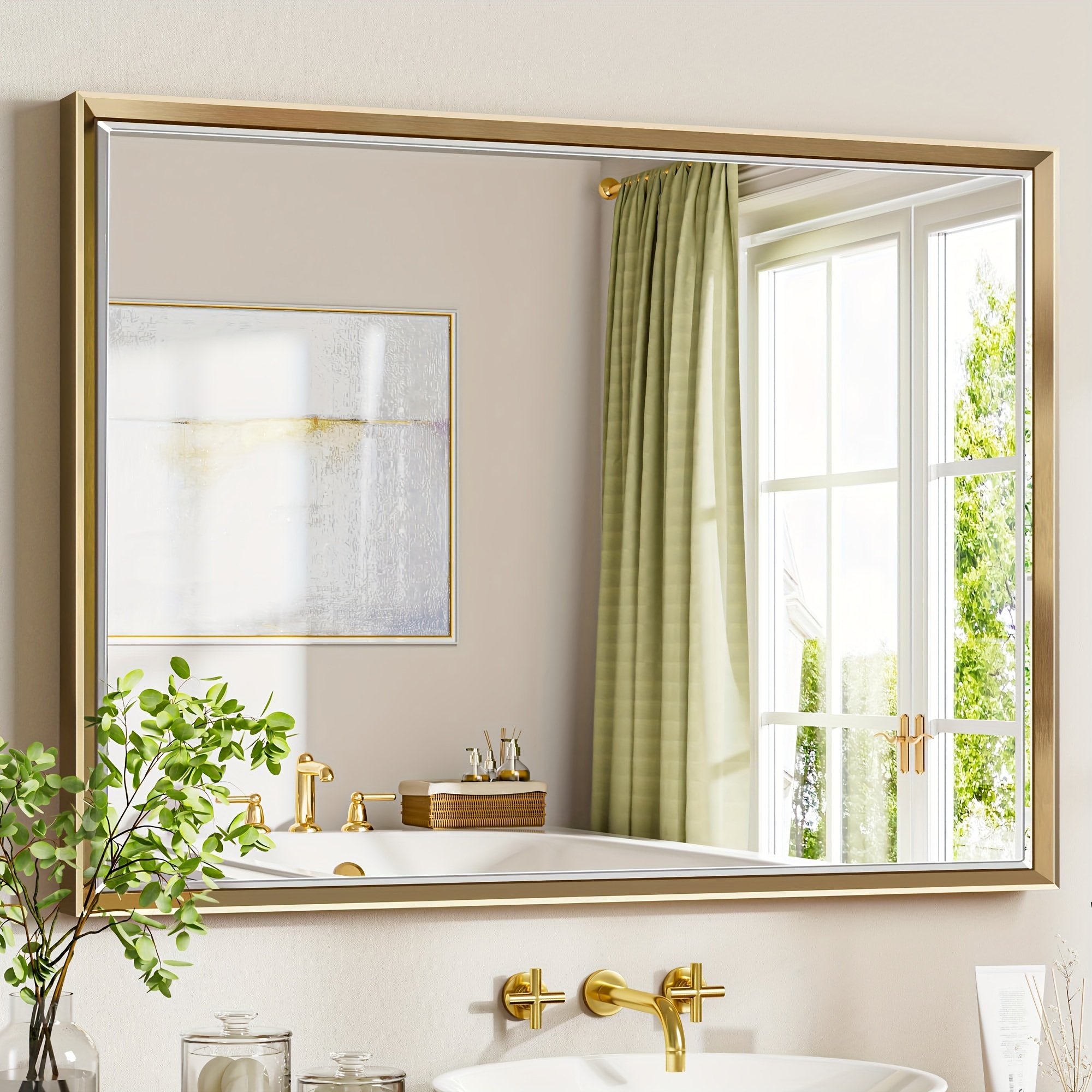 Specchio dorato a lunghezza intera, 40,6 x 121,9 cm, decorativo sopra la  porta per la casa e il bagno, specchio da appendere per camera da letto