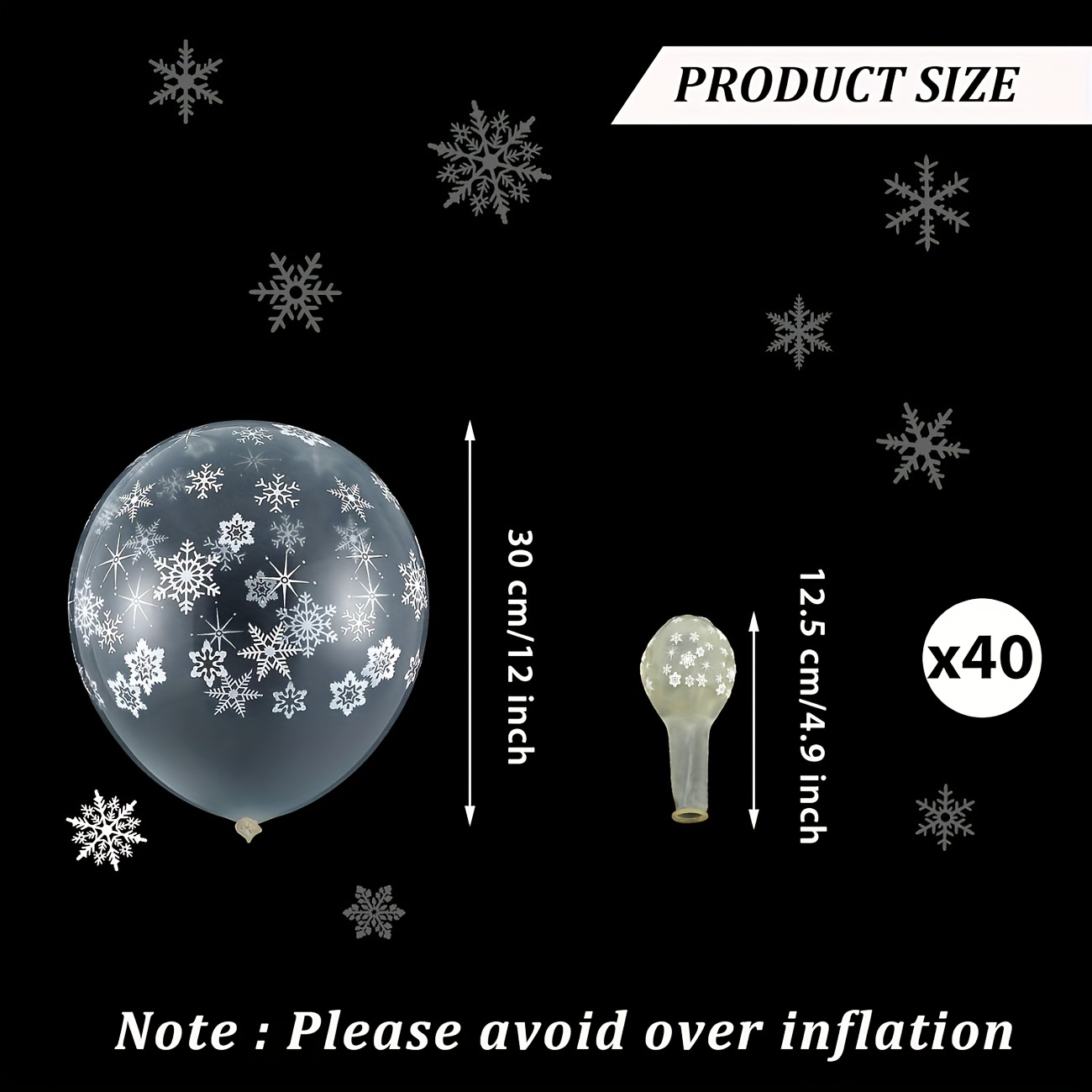 40 globos transparentes de copo de nieve para invierno, globos de látex  transparentes para Navidad, cumpleaños, boda, decoración de fiesta