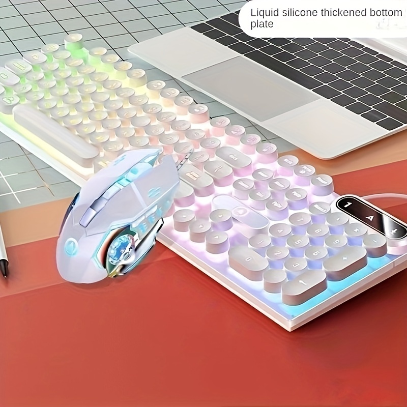 T60 Gaming Clavier mécanique et ensemble de souris 62 touches USB filaire  RGB LED rétro-éclairé