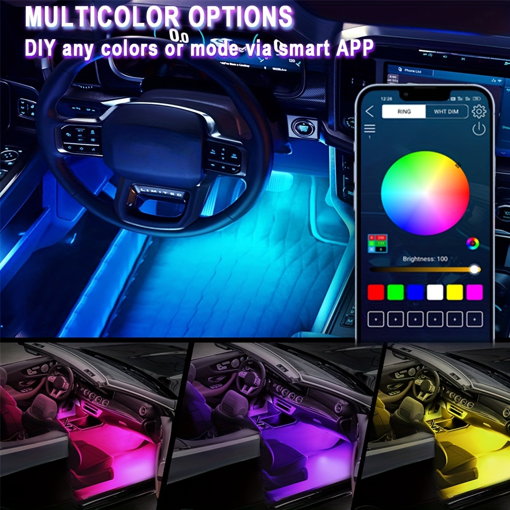 Car Interior Lights With App/voice/remote Control Rgb Led - Temu