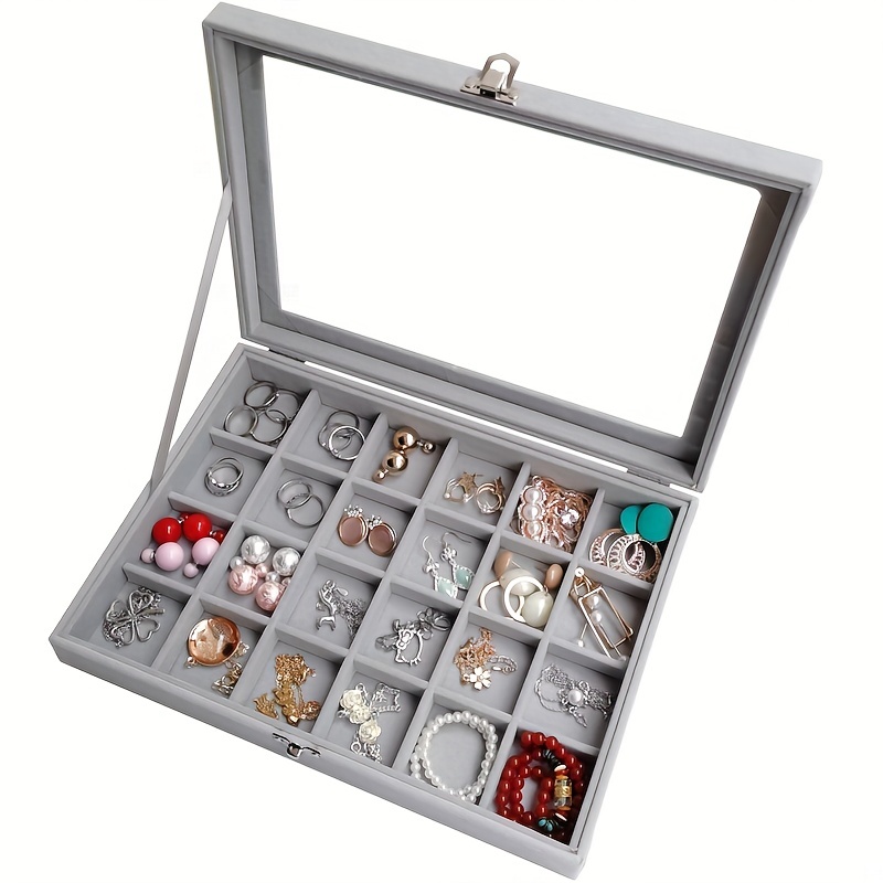 Classic Grey Dustproof Jewelry Accessories Storage Box