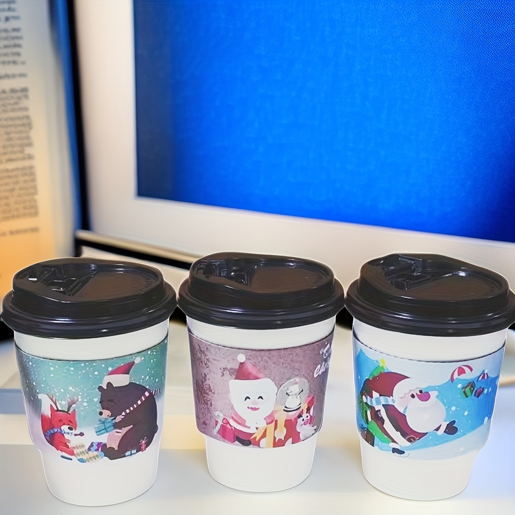 Christmas Series Disposable Paper Coffee Cups Suitable For - Temu