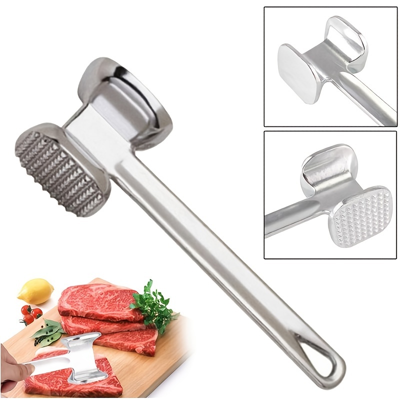 Meat Tenderizer, Meat Hammer, Dual-sided Kitchen Meat Mallet With Wooden  Handle, 304 Stainless Steel Meat Pounder For Tenderizing Steak Beef Poultry  & More - Temu