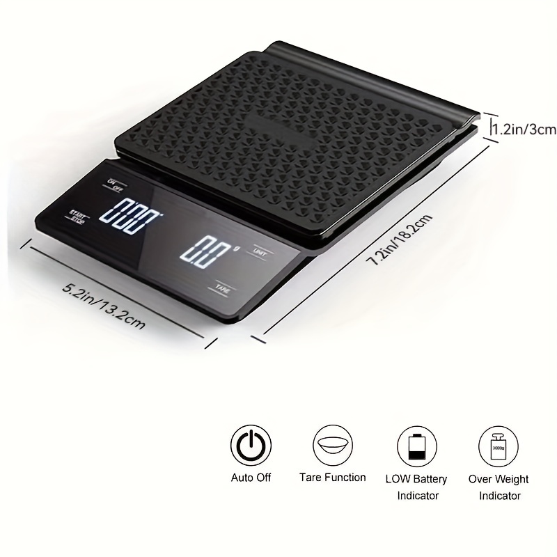 Coffee Digital Scale with Timer, Kitchen Scales Weight for Food Ounces and  Grams - 2 Batteries Included