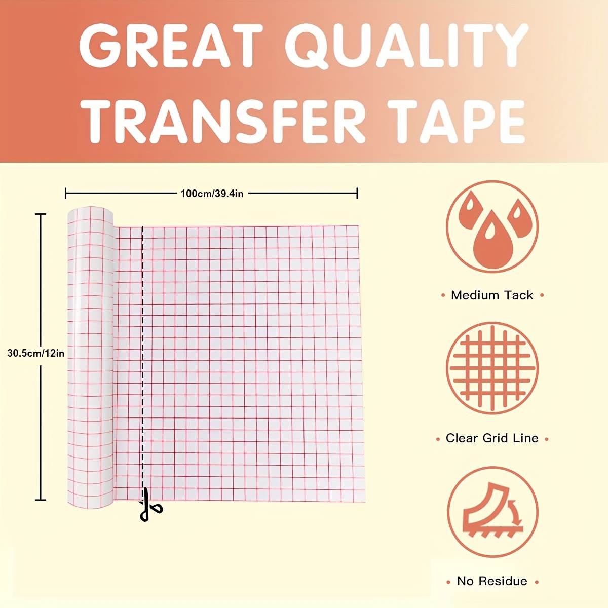 One Roll Transfer Tape For Viny Red Alignment Grid Clear - Temu