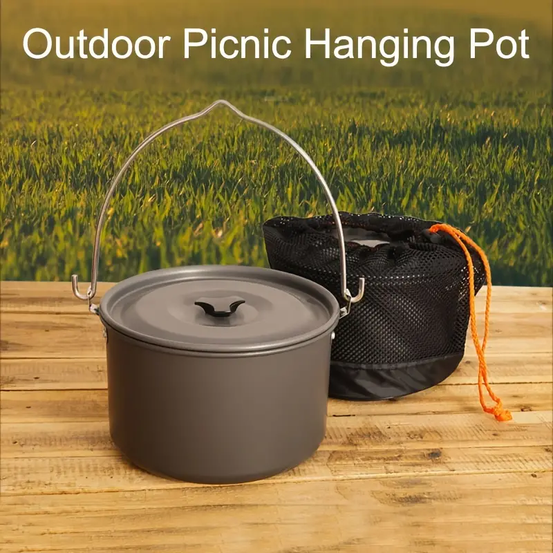 Lightweight Aluminum Hanging Pot For Outdoor Picnics - Temu
