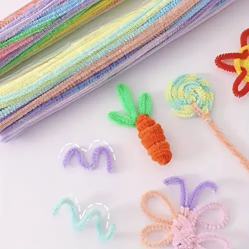 100pcs Chenille Stem Pipe Kids DIY Art Craft Creative Toys Sticks Chenille  Cleaners Kindergarten Educational Handmade Material